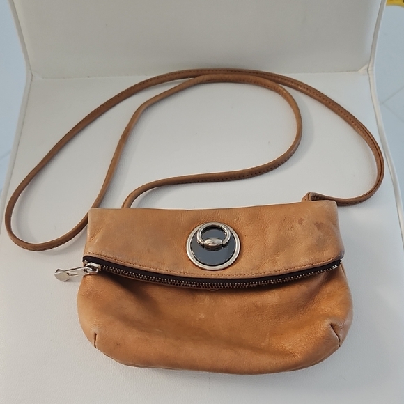 GG BOSS Handbags - GG BOSS Genuine Tan Leather Crossbody Bag with Ring Detail